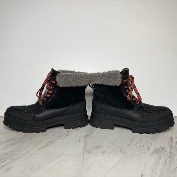 UGG Ashton Addie Black Fur Cuff Lace Up Lug Sole Boot 11 - Picture 8 of 16